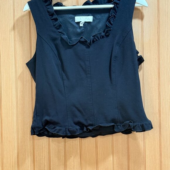 Vintage Escada Black Ruffled Sleeveless Top with a Side Zip Size 42 EUR - Picture 2 of 6